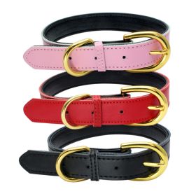 Genuine Leather Dog Collar; Wide Dog Collar; Soft Padded Breathable Adjustable Tactical Waterproof Pet Collar (Specification (L * W): M 42*2.0cm, colour: Powder)