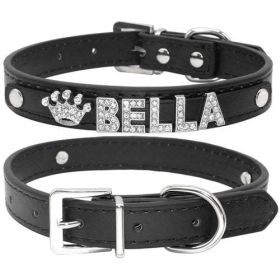 Bling Rhinestone Puppy Dog Collars Personalized Small Dogs Chihuahua (Color: Black, size: XS)