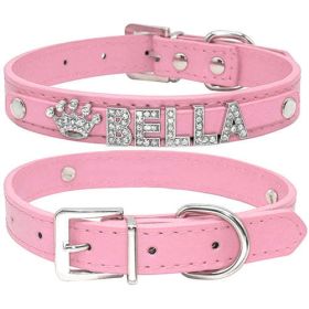 Bling Rhinestone Puppy Dog Collars Personalized Small Dogs Chihuahua (Color: Pink, size: XS)